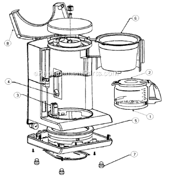 Page A Diagram and Parts List for AD12-BLK  Mr Coffee Coffee Maker